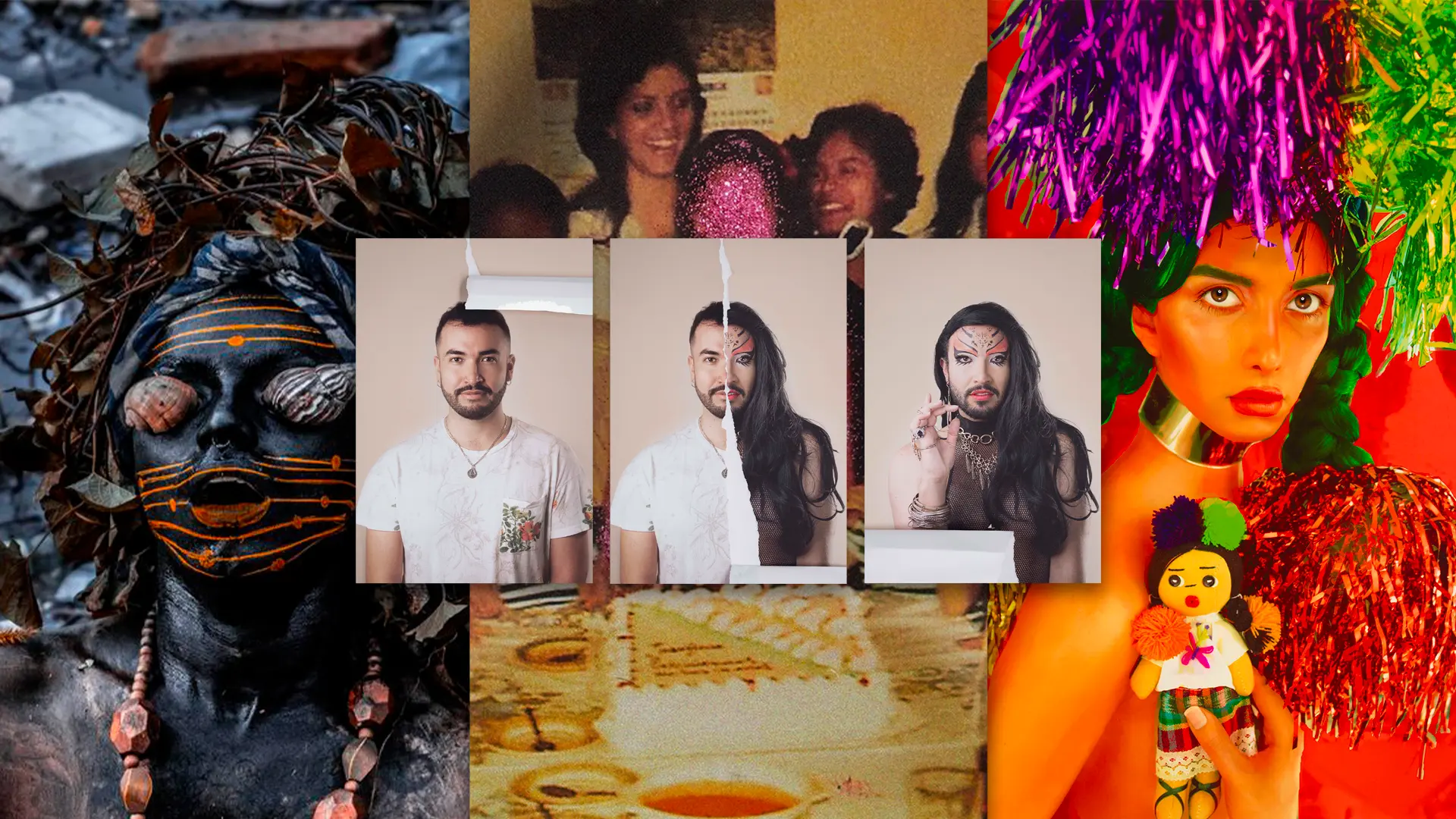 Artista queer latinoamericano en su estudio de arte contemporáneo
